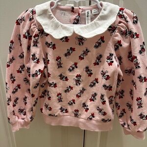 EUC Janie & Jack Disney - size 4T Minnie Mouse Pink Blouse Peter Pan Collar